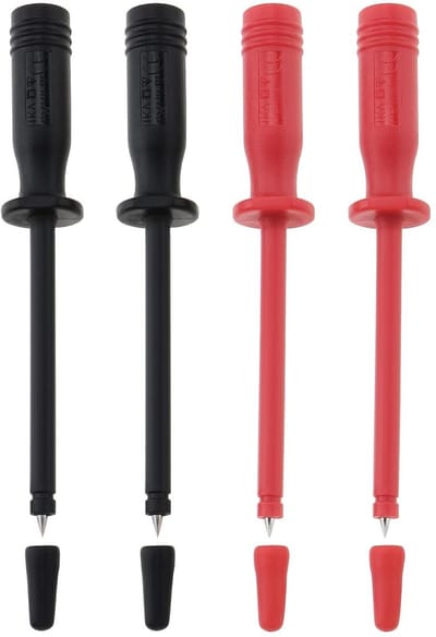Test Sonde Set - Meetpennen - Elektronisch Experimenteren - Scherpe Roestvrijstaal Tip - 4 Stuks - Zwart