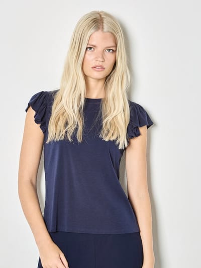 Jersey T-shirt met ruches