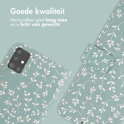 imoshion Hoesje - Geschikt voor Samsung Galaxy A51 - Design Bookcase smartphone - Smoke Green Flowers