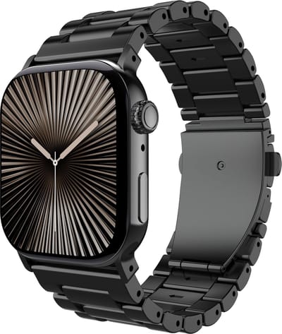Cazy horlogebandje geschikt voor Apple Watch Bandje (Titanium) - Smartwatchbandjes (+Horloge inkortset) - Universeel bandje geschikt voor Apple Watch 38/40/41/42 mm - Zwart