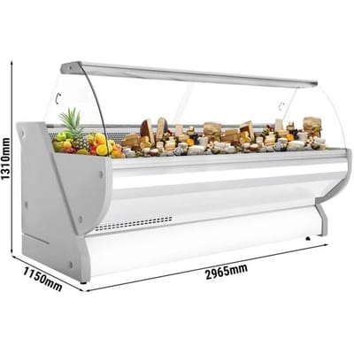 GGM Gastro Kühl-/ Fleischtheke - 3000mm - Weiß - mit Fleischlicht & beleuchteter Frontblende Grijs