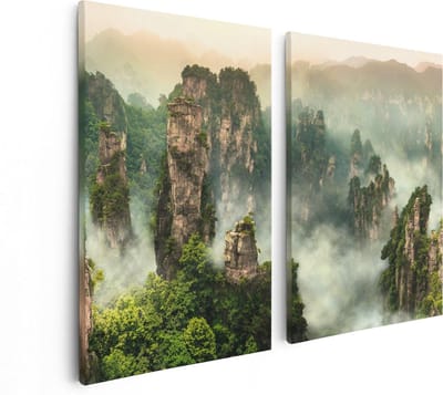 Artaza Canvas Schilderij Tweeluik Zhangjiajie Klif Bergen In China - 80x60 - Foto Op Canvas - Canvas Print