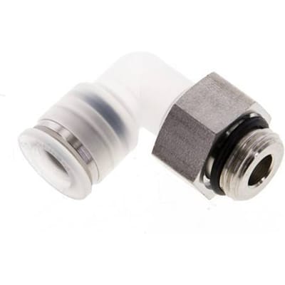 8mm x G1/4'' 90 graden L-verbinding PA/RVS Insteekfitting Buitendraad Draaibaar EPDM