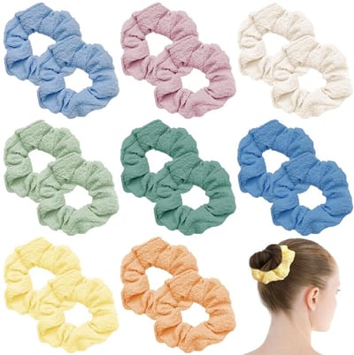 Dailygoods- Haarscrunchies 16 Stuks - Kleurrijke Paardenstaarthouders - Elastische Haarbanden - Accessoires voor Sport - Dagelijks Gebruik - Zachte Stof - Haarband