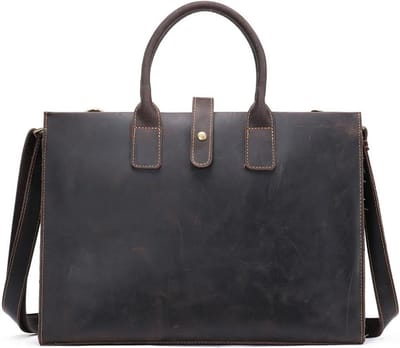 Premium Leren Laptoptas 14 Inch – Business Aktetas Heren Echt Leer Schoudertas Bruin - Urban U®