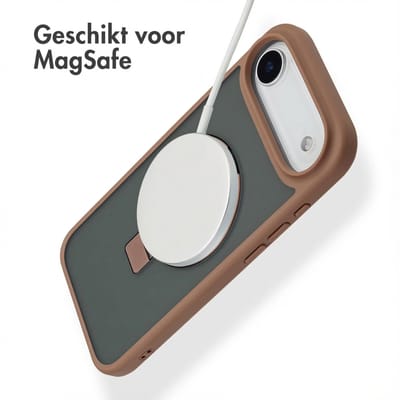 Accezz Hoesje - Geschikt voor Apple iPhone 17 Air - Ring Stand Backcover geschikt voor MagSafe - Bruin