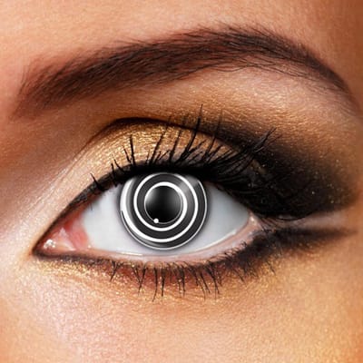 Partylens® zwart/witte kleurlenzen - Spiraal - zachte jaarlenzen met lenshouder - Halloween - Cosplay