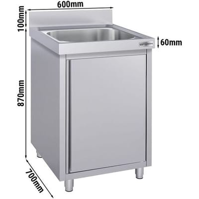 GGM Gastro Spülschrank ECO - 600x700mm - mit 1 Becken Zilver