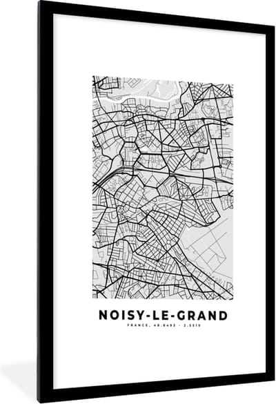 Fotolijst incl. Poster - Noisy-le-Grand - Plattegrond - Frankrijk - Kaart - Stadskaart - 60x90 cm - Posterlijst