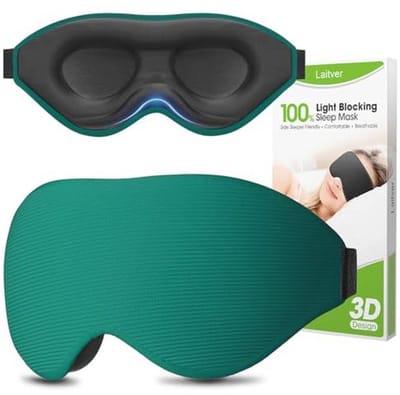 Laitver 100% Verduisterend Slaapmasker voor Dames en Heren - Perfect Oogslaapmasker voor Zijslaper, Nul Oogdruk, 3D-Uitsparing, Ultrazachte en Comfortabele Blinddoek voor Reizen/Dutje - Marineblauw