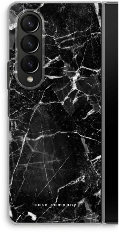 Case Company® - Hoesje geschikt voor Samsung Galaxy Z Fold4 hoesje - Zwart Marmer - Soft Cover Telefoonhoesje - Bescherming aan alle Kanten en Schermrand