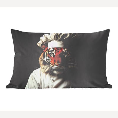 Sierkussens - Kussentjes Woonkamer - 60x40 cm - Tijger - Kokskleding - Bruin