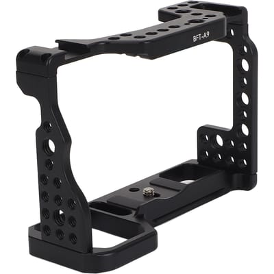Cage de caméra en aluminium Rig pour caméra vidéo avec trous filetés de 1/4 pouce 3/8 pouce Port de griffe froide pour A9 black
