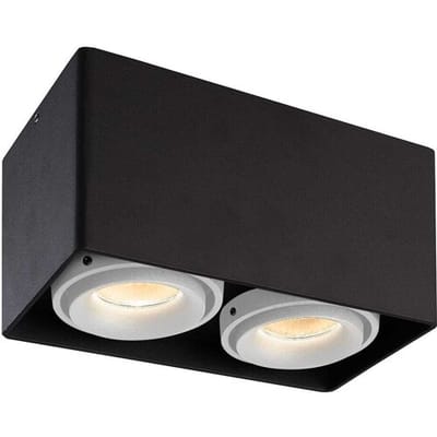 HOFTRONIC Dimbare LED Opbouwspot plafond Esto - 2 lichts - Zwart met witte afdekringen - 2 lichts kantelbaar - 4 Watt 2700K - voor droge ruimtes
