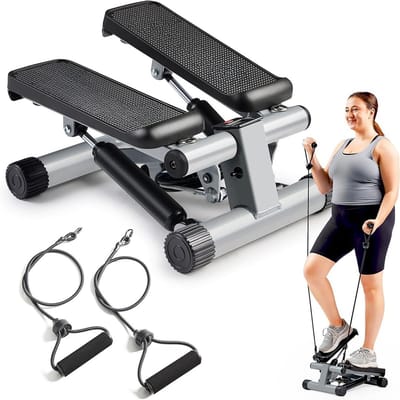 ApexArte® Stepper Fitness - Hometrainer - Crosstrainer Mini - Zwart en Grijs