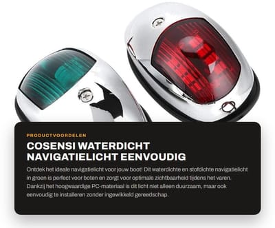 Dailygoods- Waterdicht Navigatielicht - Eenvoudige Installatie - Geschikt voor Schepen tot 20 Meter - Hoge Zichtbaarheid - Duurzaam PC-Materiaal - Rood/Groen LED