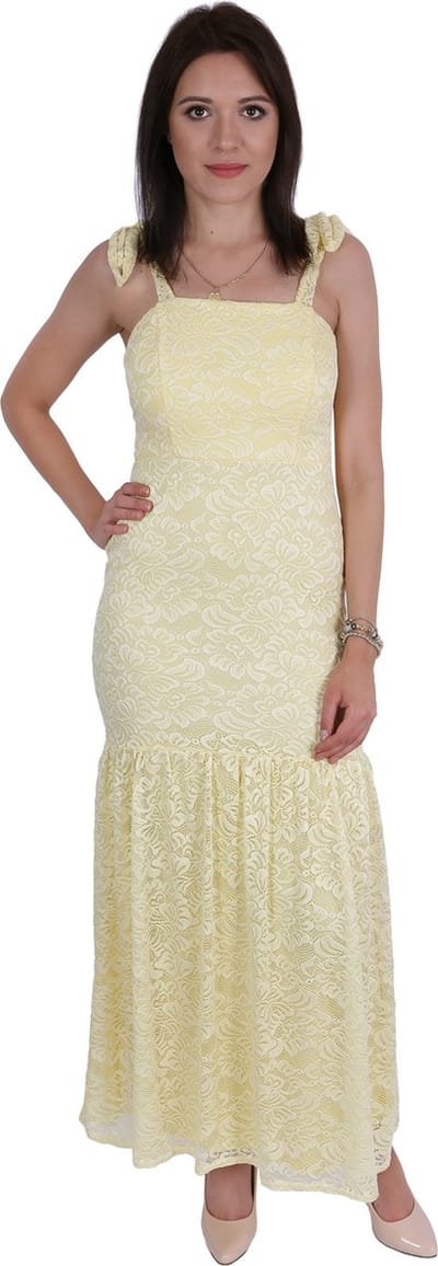Gele kanten maxi jurk