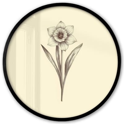 Poster in lijst Rond - Fotolijst 40x40 cm - Posters - Zwart - Narcis - Illustratie - Ronde posterlijst zwart - Decoratie - Wanddecoratie woonkamer - Muurdecoratie slaapkamer