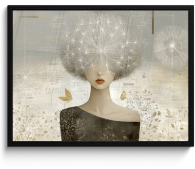 Poster in lijst - Fotolijst 80x60 cm - Posters - Pluis - Vrouw - Beige - Posterlijst zwart - Decoratie - Wanddecoratie woonkamer - Muurdecoratie slaapkamer