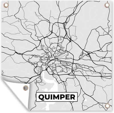 Tuin poster Plattegrond - Kaart - Stadskaart - Frankrijk - Quimper - 200x200 cm - Tuindoek