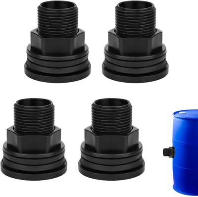 Store_8 - Water Tank Connector - PVC Bulkhead - Ideaal voor Regenwateropvang - Zwart - Geschikt voor Aquariums en Tuinvijvers - 4 Stuks