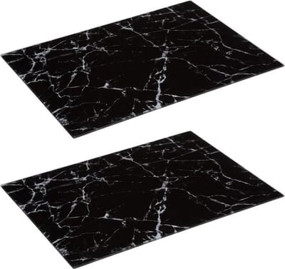 Secret de Gourmet Snijplank marmer print - 2x - glas - 40 x 30 cm - serveerplank/hapjes plank