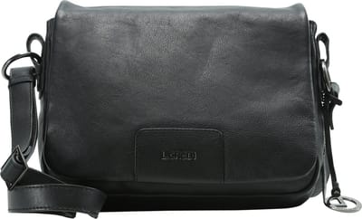 L.CREDI Leren schoudertas Eva Flapbag Black zwart