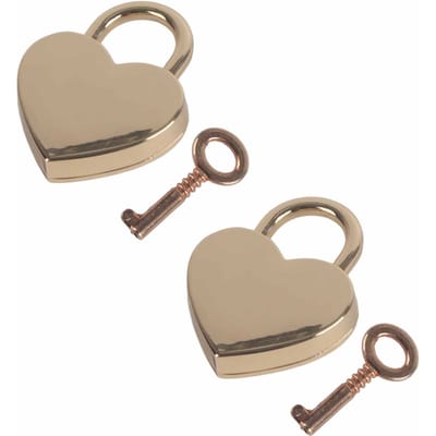2 Sets Hartslot Metaal Vintage Hangslot Huishoudelijke Knutselbenodigdheden met Sleutels 30x39mm Roségoud rosé gouden kleur