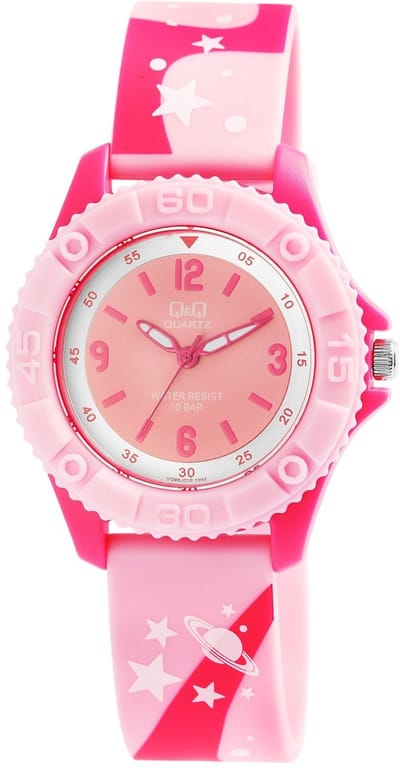 Q&Q-model vq96j019-kinderhorloge-10 atm waterdicht-geschikt om mee te zwemmen-kleur roze-diameter 32 mm