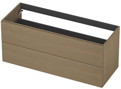 INK - Onderkast 2 Laden Greeploos met Houten Keerlijst - 1200x450x520 Mm - Olijf Eiken