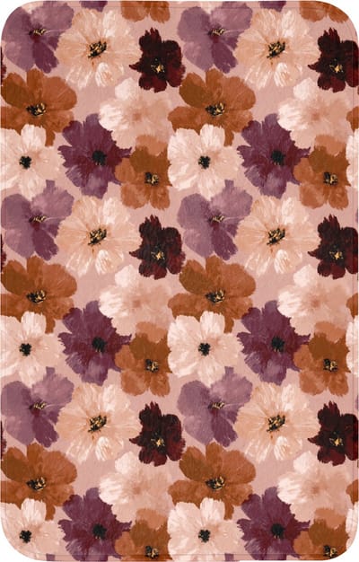 WC mat 50x80 cm - Antislip - Bloemen - Abstract - Aardetinten - Toiletmat - Vloermat - Douchemat - Toilet tapijt - Toiletmatten