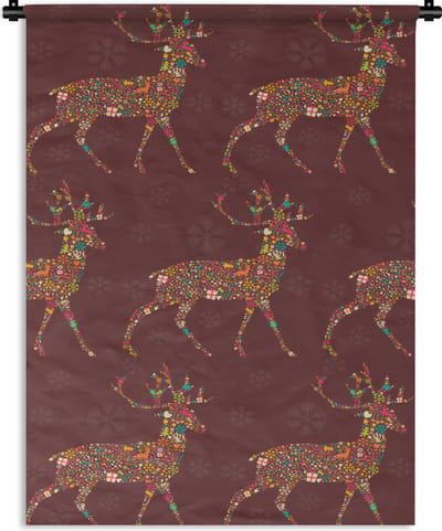 Wandkleed - Wanddoek - Hert - Patronen - Kleuren - 90x120 cm - Wandtapijt