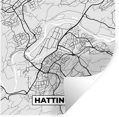 Muurstickers - Sticker Folie - Hattingen - Stadskaart - Plattegrond - Kaart - Duitsland - 100x100 cm - Plakfolie - Muurstickers Kinderkamer - Zelfklevend Behang XXL - Zelfklevend behangpapier - Stickerfolie