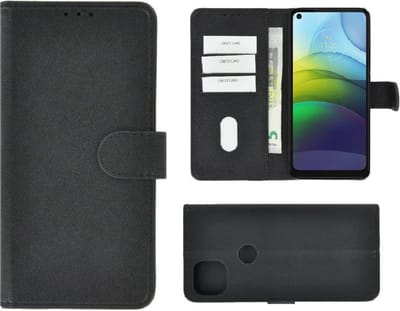 Hoesje Geschikt voor Motorola Moto G9 Power - Bookcase - Pu Leder Wallet Book Case Zwart Cover