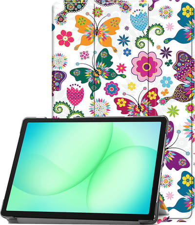 Hoesje Geschikt voor Samsung Galaxy Tab A11 Plus / A9 Plus - Dun & Stevig - Trifold Bookcase - Hard Cover - Hardcover Book Case - Tablet Hoes - Vlinders