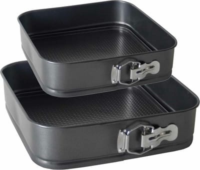 Gerim Taarten bakken bakvorm/spring vorm Kitchen Pro - metaal - anti-aanbak laag - zwart - 2 stuks