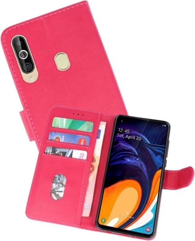 Hoesje Geschikt voor Samsung Galaxy A60 - Kaarthouder Book Case Telefoonhoesje - Roze