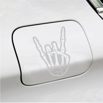 Bumpersticker - Rock N Roll Skelet - 10 X 14,4 - Licht Grijs