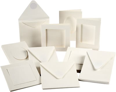 Passepartout kaarten, afmeting kaart 10,5x15 + 12,5x12,5 cm, Inhoud kan variëren , off-white, 50 set