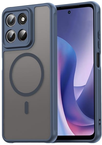 MobyDefend Hoesje - Geschikt voor Motorola Moto G57 Power - Case Geschikt voor MagSafe - Mat Transparant Met Gekleurde Rand - Blauw