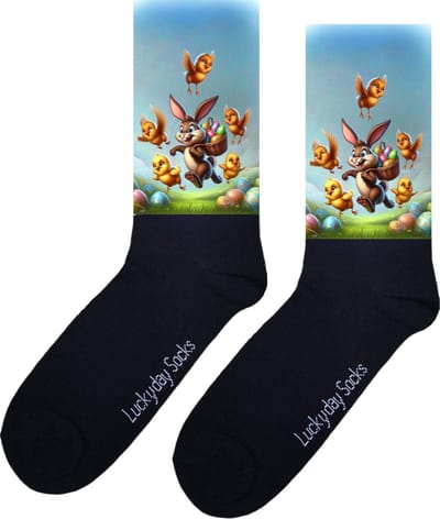 Paashaas - Verjaardag cadeau - Grappige sokken - Pasen - Leuke sokken voor heren en dames - Moederdag - Vaderdag - Cadeau voor hem en haar - Kerstcadeau - Vrolijke sokken - Kuikens - Valentijns cadeau - Sokken waar je vrolijk van wordt - 37-44