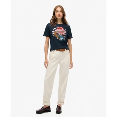 Superdry - Tokyo T-shirt met vintage logo en relaxte pasvorm - Dames - T-shirts