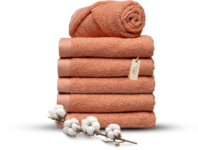 Miss Towels 50x100 Handdoeken Set 6 st. - 5 sterren Hotelkwaliteit - Badtextiel - Luxe Badhanddoeken - Zachte Badlakens - Zalm Roze - Made in Portugal