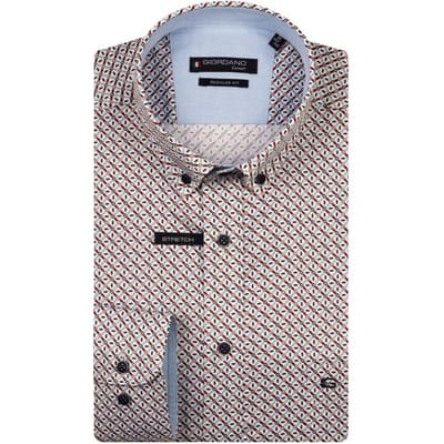 Giordano Overhemd Ivy Multi Small Graphic Pattern Soft Twill Deep Mauve-Multi / male