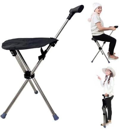 ApexArte® Wandelstok met Zitje - Opvouwbaar – Wandel Zitstok Tot 100 kg - Driepoot