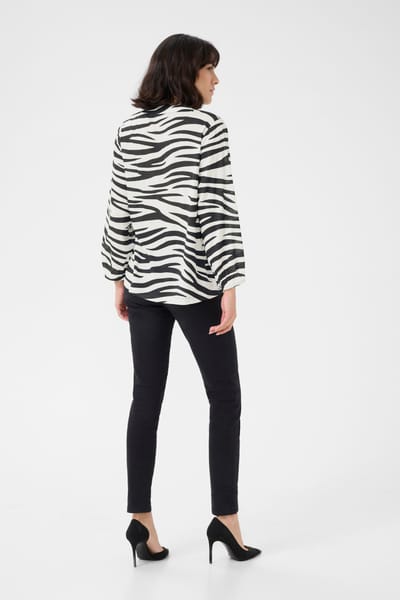 Blouse met korte mouwen Regular fit Chalk/Black Animal animal