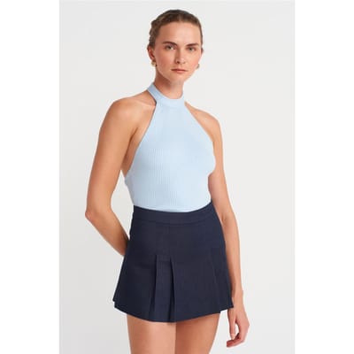 Gestreepte Halterneklijn Slim-fit Blouse