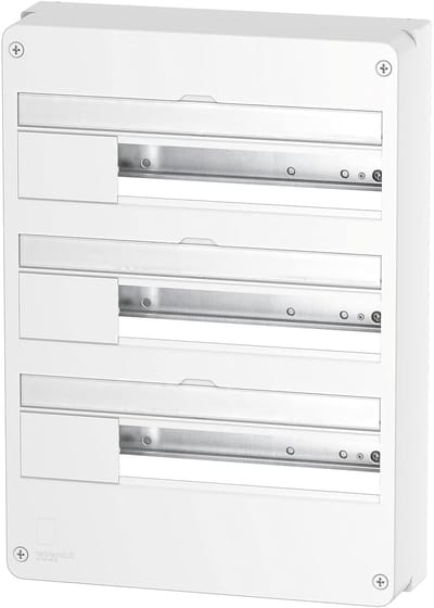 Opbouwkast Wit - Stoppenkast - Elektrische Distributie - 3 Rijen 18 Modules - 52.5x36.5x12.5 cm - Wit