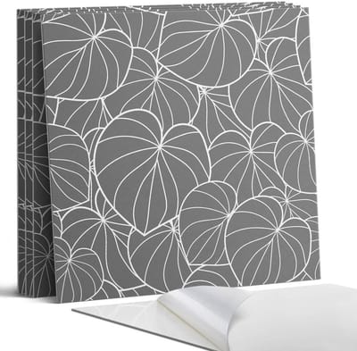 Coloray Wandpanelen Zelfklevend - Bladeren in een fijn patroon Zelfklevende Wandpanelen - 50 cm x 50 cm - Grijs Wandpaneel PVC - 4 stuks - Bloemen en planten Wandpanelen Zelfklevend - Keuken Wandpanelen - Wandpanelen Badkamer