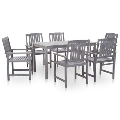 vidaXL - 7-delige - Tuinset - massief - acaciahout - greywash